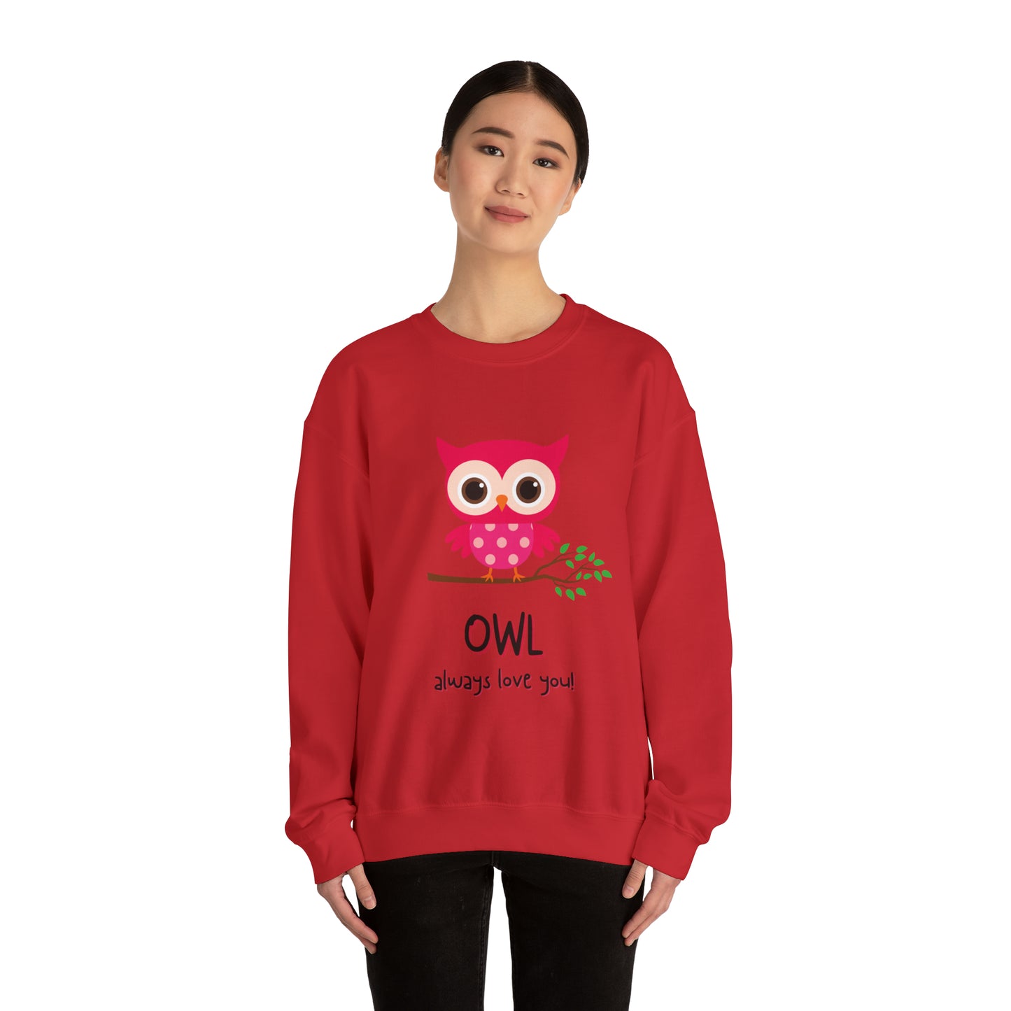 Cute owl always love you Heavy Blend™ Crewneck Sweatshirt for men and women