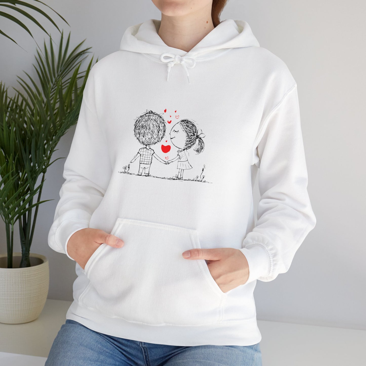 Love couple, Valentine's day cute Heavy Hooded Sweatshirt for men women