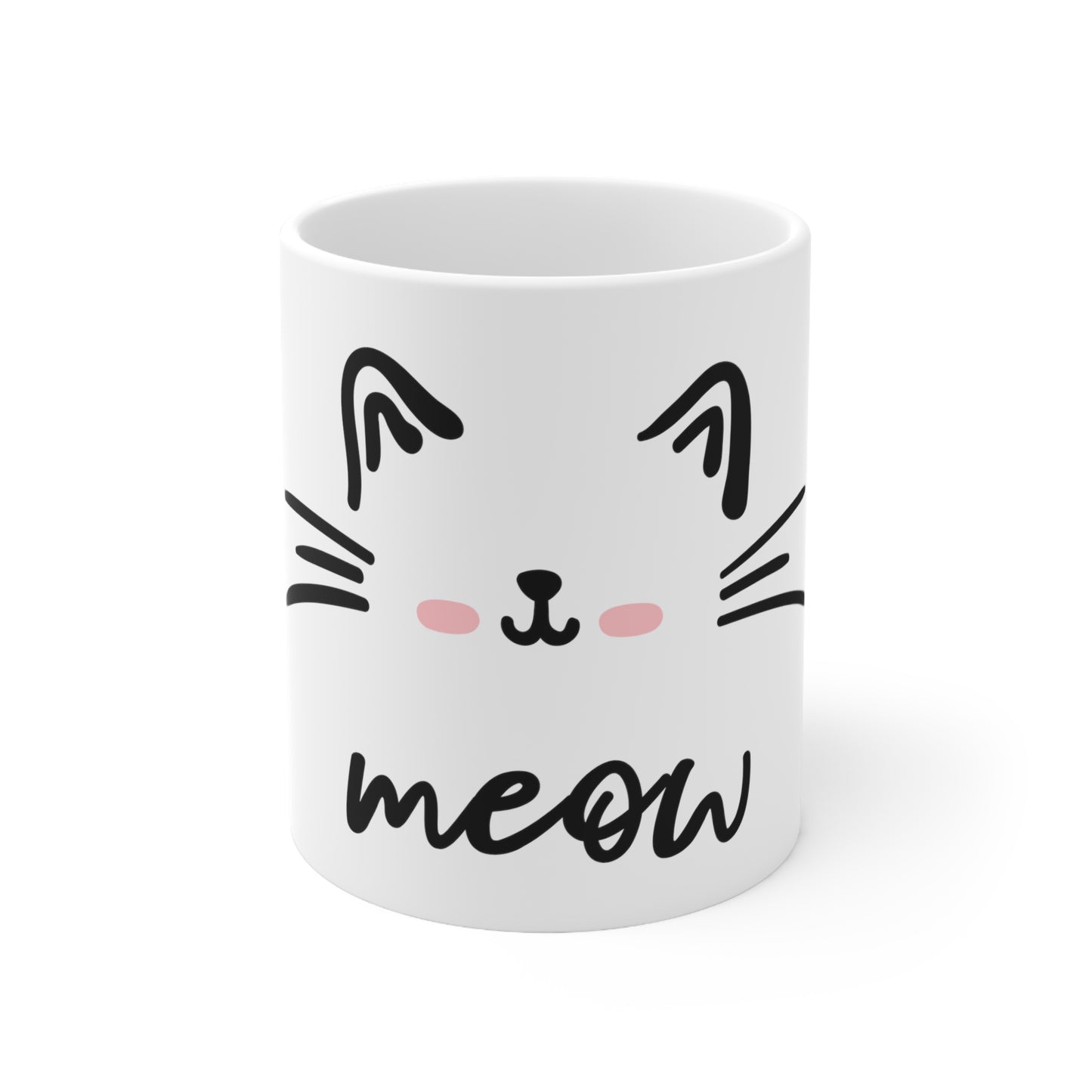 cute meow coffee mug, cute kitty coffee mug