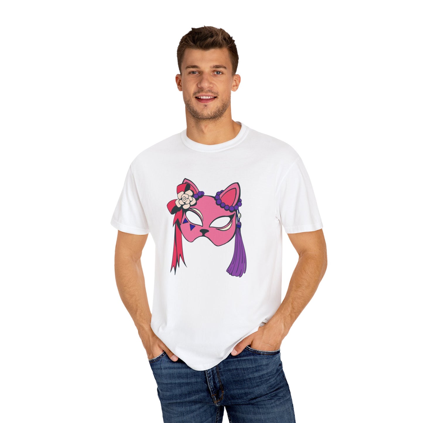 Beautiful cat mask artwork T-shirt for women