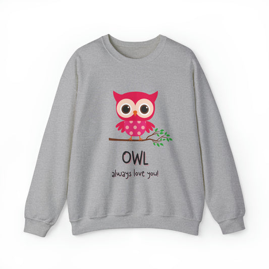 Cute owl always love you Heavy Blend™ Crewneck Sweatshirt for men and women