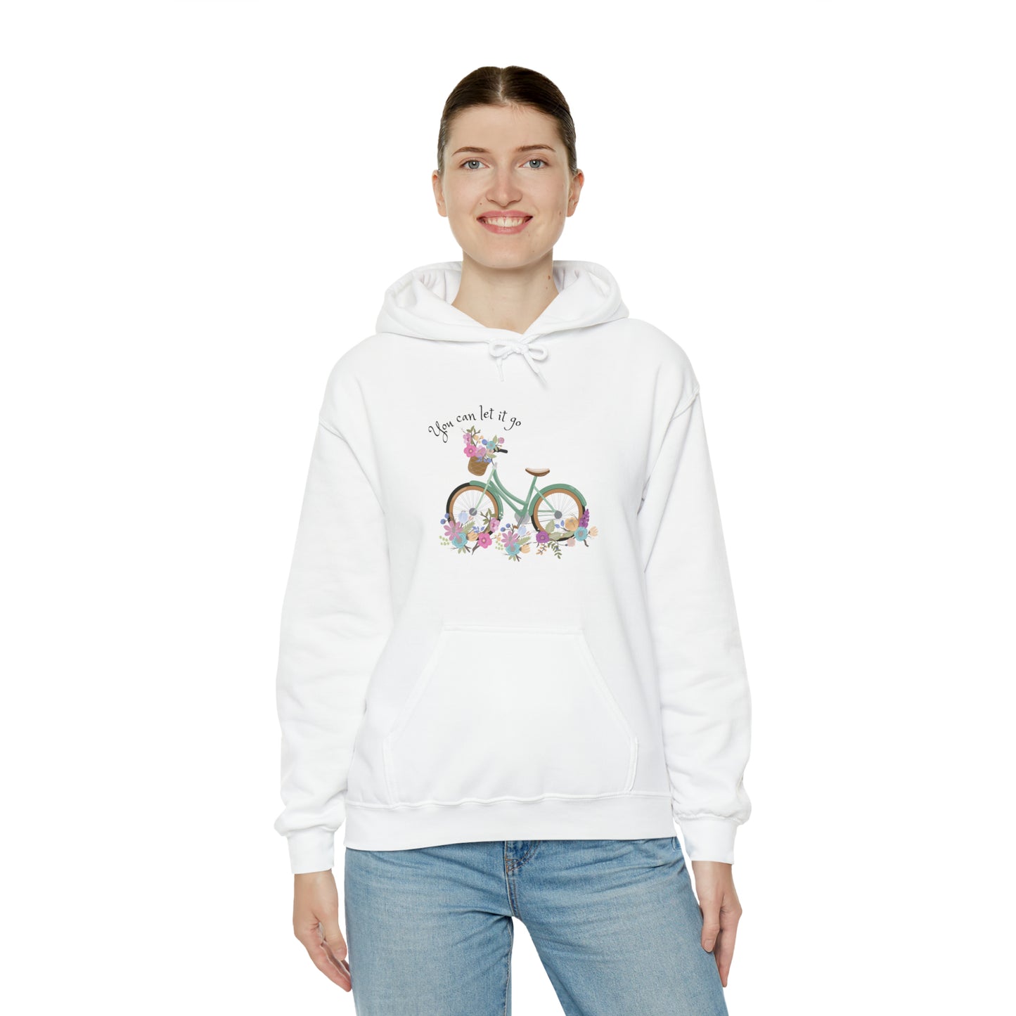 Beautiful and Colourful bicycle with flowers you can let it go  Heavy Blend™ Hooded Sweatshirt for women